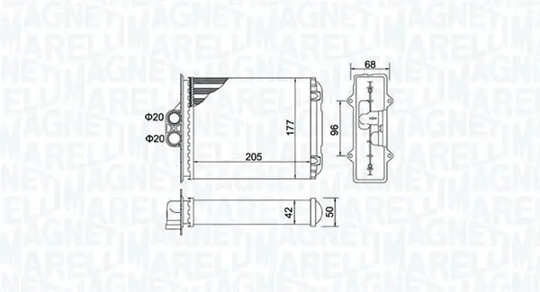 OPEL радіатор обігрівача Vectra B MAGNETI MARELLI 350218482000 (фото 1)