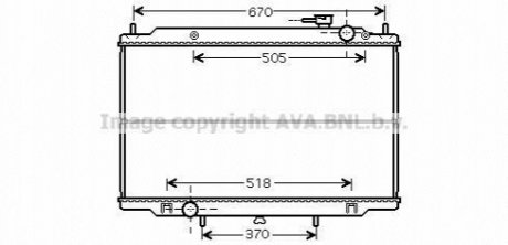 Радіатор охолодження NISSAN PICKUP D22-NP300 98+ (вир-во AVA) AVA COOLING DN2266