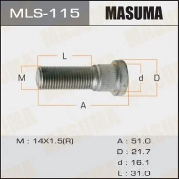 Шпилька колеса OEM 90942-02077 ToyotaTOYOTA LAND_CRUISER 200 MASUMA Masuma MLS115 (фото 1)
