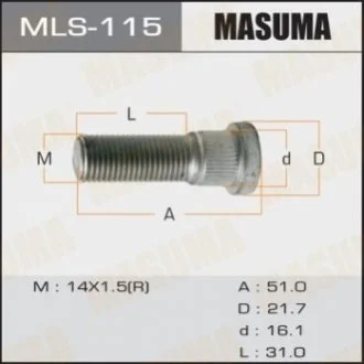 Шпилька колеса OEM 90942-02077 ToyotaTOYOTA LAND_CRUISER 200 MASUMA Masuma MLS115