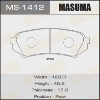 Колодки тормозные задн TOYOTA LAND_CRUISER 200 Masuma MS1412 (фото 1)
