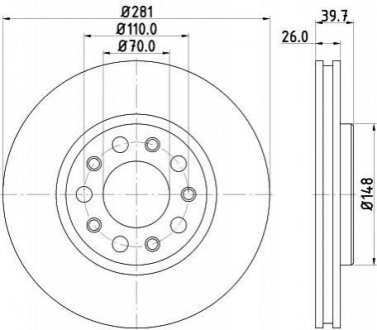Гальмівний диск пер Лів/Прав Alfa Romeo Giulietta Fiat 500X Jeep Renegade 1.0-2.0D 04.10- HELLA 8DD 355 117-231 (фото 1)