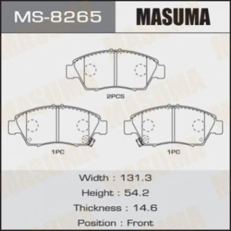 Колодки тормозные передн HONDA CIVIC IX (FB, FG) 1.8 (FB2) (12-17), HONDA CR-Z (Masuma MS8265