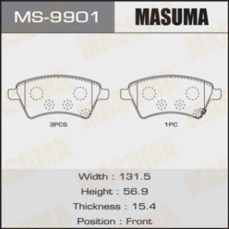Колодки тормозные передн SUZUKI SX4 S-Cross 1.6 (13-18) Masuma MS9901 (фото 1)