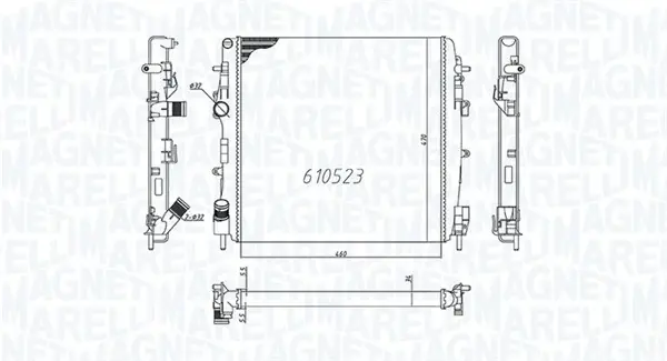 Радіатор RENAULT KANGOO 1.6-1.9 DCI [] MAGNETI MARELLI 350213995000 (фото 1)