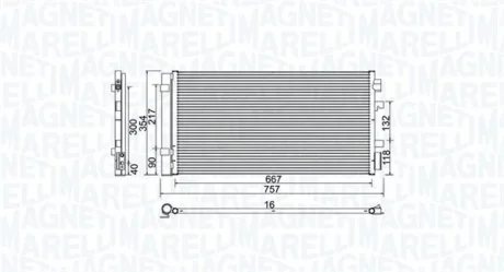 Радіатор кондиціонера MEGANE III, FLUENCE, SCENIC MAGNETI MARELLI 350203762000