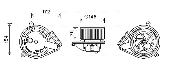 Вентилятор обігрівача салону MB Vito V638 (96-) AC- AVA AVA COOLING MS8626 (фото 1)