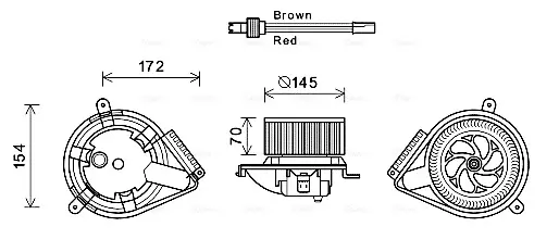 Вентилятор обігрівача салону MB Vito V638 (96-) AC+ AVA AVA COOLING MS8627 (фото 1)