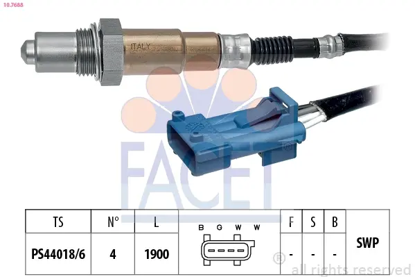 Датчик кислорода (лямбда-зонд) Citroen Berlingo (96-)/Fiat Fiorino (07-)/Peugeot Partner (96-) 1.4 BiFuel Facet FACET 10.7688 (фото 1)