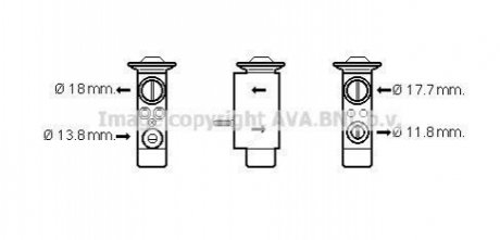 LAND ROVER Розширювальний клапан кондиціонера DISCOVERY SPORT (L550) 1.5 20-, DISCOVERY SPORT (L550) 2.0 14-, FREELANDER 2 (L359) 2.0 06-, VOLVO AVA COOLING VO1162 (фото 1)