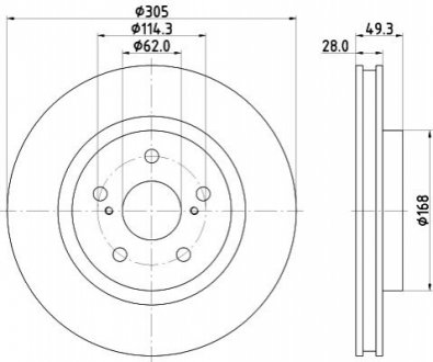 Диск тормозной передний Toyota Camry (V7) (17-), RAV 4 V (_A5) (18-) Nisshinbo ND1128K (фото 1)