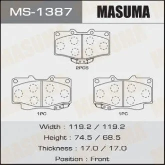 Колодки тормозные AN-458WK, NP1098, P83009 передн TOYOTA FORTUNER (MS-1387) Masuma MS1387