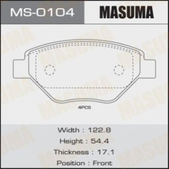 Колодки тормозные AN-4592K, P68031 передн RENAULT MEGANE II (MS-0104) Masuma MS0104 (фото 1)