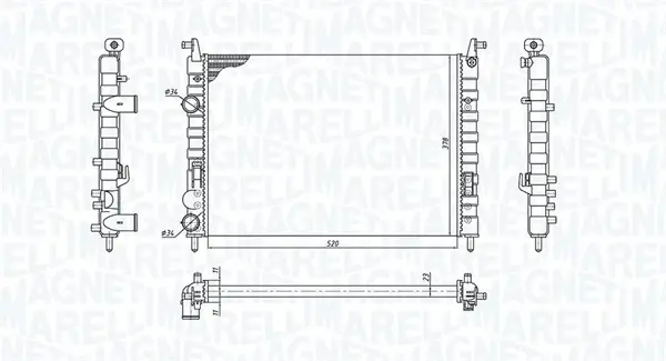 FIAT Радіатор охолодження ALBEA (178_, 172_) 1.4 07-09 MAGNETI MARELLI 350213196300 (фото 1)