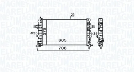 Радіатор двигуна OPEL ASTRA H, ASTRA H CLASSIC, ASTRA H GTC, ZAFIRA B 1.6-1.8LPG 03.04-04.15 MAGNETI MARELLI 350213159300