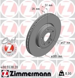 Диск гальмівний ZIMMERMANN 400.5538.20