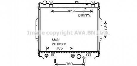 AVA JEEP Радіатор охолодження двиг. (built-in oil cooler) GRAND CHEROKEE II 2.7 CRD 01- AVA COOLING JE2071