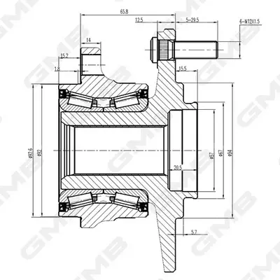 Ступиця колеса заднього Mitsubishi Pajero IV 07- GMB GH35140 (фото 1)