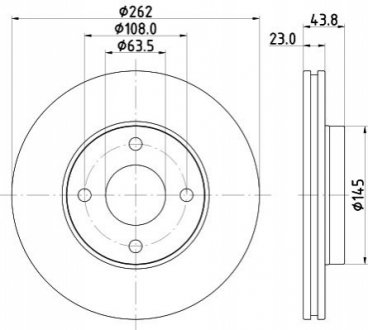 PRO FORD Диск гальмівний передній FIESTA VII 1.0 EcoBoost 17- HELLA 8DD 355 126-601