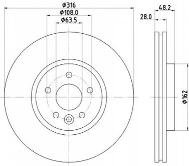 PRO HIGH CARBON JAGUAR Гальмівний диск передн. XE 2.0 15- HELLA 8DD 355 131-861 (фото 1)