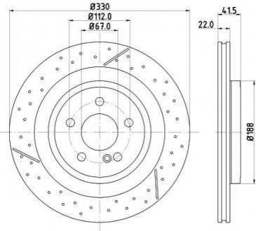PRO HIGH CARBON DB Гальмівний диск W176, C117, X156, R172 HELLA 8DD 355 126-441 (фото 1)