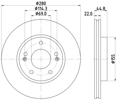 PRO KIA Гальмівний диск передн. NIRO I, HYUNDAI IONIQ HELLA 8DD 355 132-641