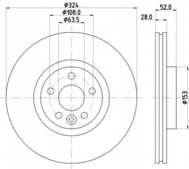 PRO HIGH CARBON VOLVO Гальмівний диск передн. XC60 I HELLA 8DD 355 126-661 (фото 1)