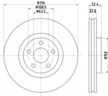 PRO FORD гальмівний диск S-MAX 2.0TDCI 15- HELLA 8DD 355 126-701 (фото 1)