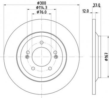 PRO HYUNDAI Гальмівний диск задн. i30 17- HELLA 8DD 355 131-381