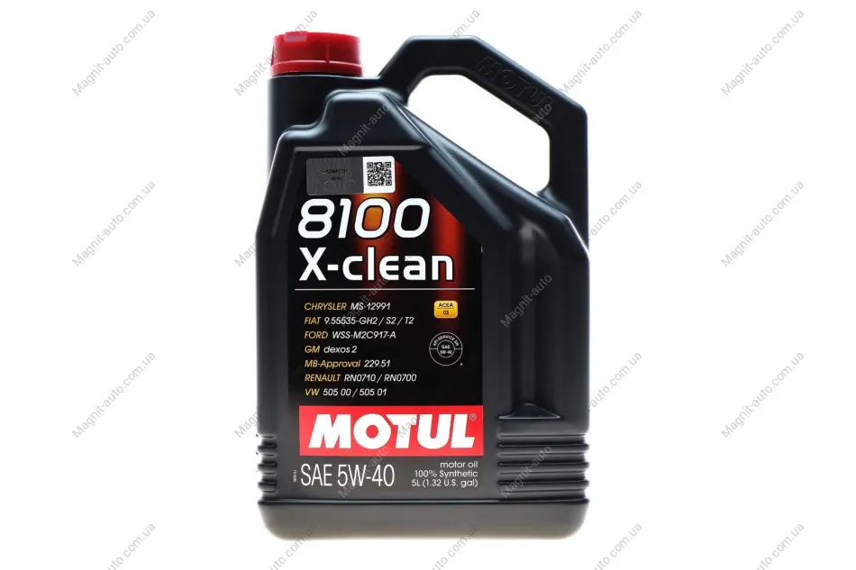 Олива моторна 100% синтетична д/авто MOTUL 8100 X-Clean 5W40 5L Motul 843451 (фото 1)