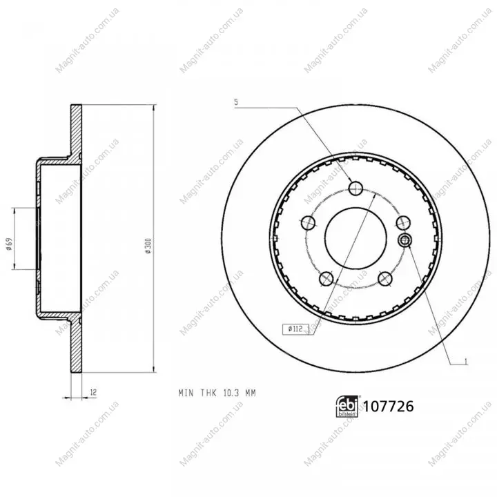 FEBI DB диск гальмівний задній W205 FEBI BILSTEIN 107726 (фото 1)