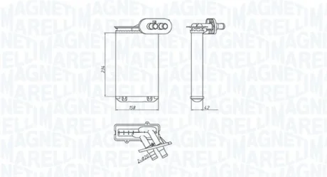 Радіатор пічки AUDI A3 SEAT AROSA, CORDOBA, CORDOBA VARIO, IBIZA II, INCA, TOLEDO I SKODA OCTAVIA I VW CADDY II, CORRADO, GOLF II, GOLF III, GOLF IV, JETTA II, LUPO I 1.0-Electric 08.80-12.10 MAGNETI MARELLI 350218494000