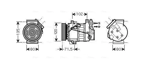 Компресор кондиціонера Renault Laguna III (08-) 1.5DCi, 1.6i AVA AVA COOLING RTAK393