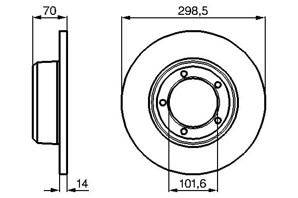 LAND ROVER Диск гальмівний передній. Defender, Discovery, Range Rover 86- BOSCH 0986478827 (фото 1)