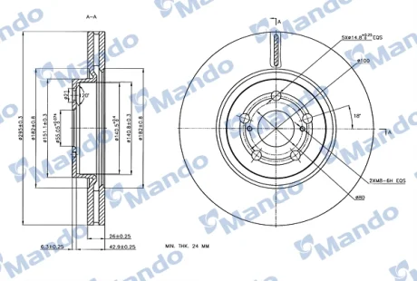 Диск тормозной MANDO MBC035307