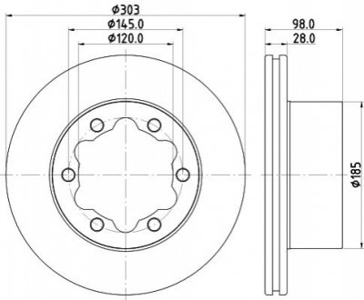 PRO VW Гальмівний диск задн. CRAFTER HELLA 8DD 355 129-991 (фото 1)