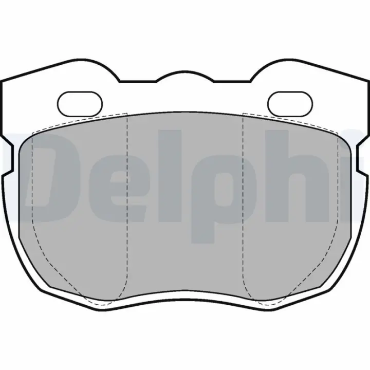 Комплект гальмівних колодок переднього., LAND ROVER DEFENDER, DISCOVERY I, RANGE ROVER I, RANGE ROVER II 2.0-4.3 08.81-02.16 Delphi LP599 (фото 1)