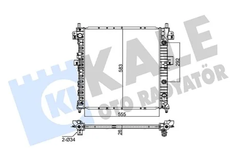 Радіатор охолодження двигуна (паяний) SsangYong Kyron (05-), Actyon (11-) АКПП 2.0 XDi, 2.7 XDi KALE OTO RADYATOR Kale oto radyator 356405