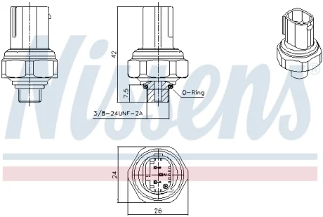 Датчик вмикання кондиціонера W169/W170/W242/W203/W204/W212/W164 NISSENS 301070