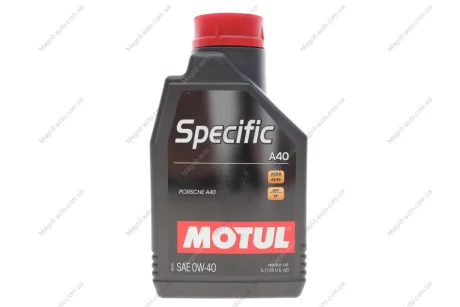 Олива моторна 100% синтетична д/авто /Specific A40 SAE 0W40 (1L)/112074 Motul 348301