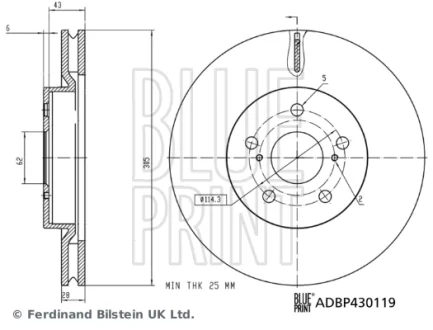 Диск гальмівний(к-т) BLUE PRINT ADBP430119