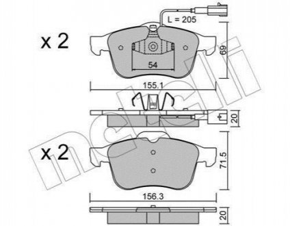 Комплект гальмівних колодок (дискових) Metelli 22-0703-1