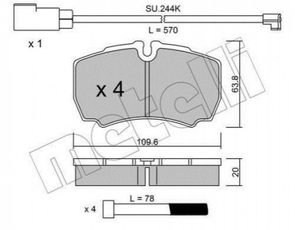 Комплект гальмівних колодок (дискових) Metelli 22-0604-2K