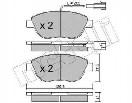 Комплект гальмівних колодок (дискових) Metelli 22-0322-3 (фото 1)