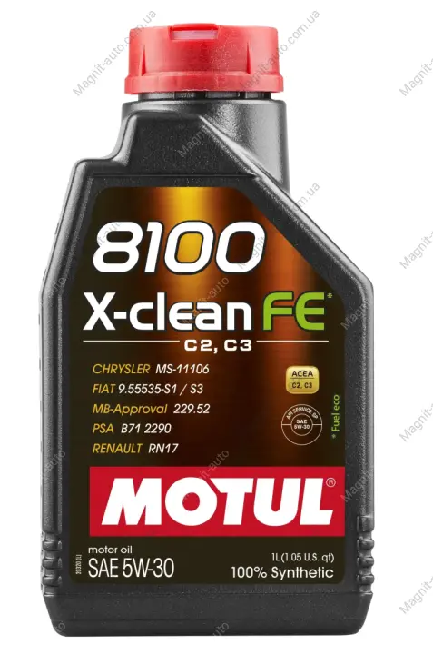 Масло моторное 100% синтетическое д/авто MOTUL 8100 X-Clean FE 5W30 1L Motul 814101 (фото 1)