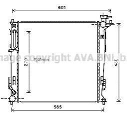 Радиатор охлаждения двигателя Kia Sportage (10-15) 2,0d 6AT AVA AVA COOLING KAA2214