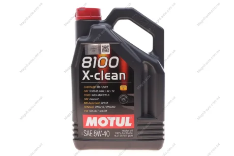 Олива моторна 100% синтетична д/авто MOTUL 8100 X-Clean 5W40 4L Motul 843450