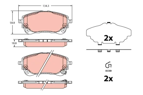Гальмівні колодки дискові TOYOTA Corolla/Yaris Cross "F "19>> TRW GDB2349