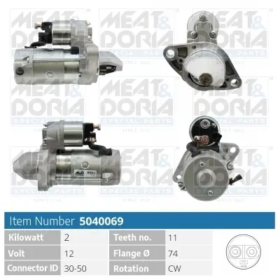 MEATDORIA TOYOTA Стартер AURIS 2.0 D-4D 06-12, AVENSIS 2.2 D-4D 08-18, RAV 4 III (_A3_) 2.2 D 4WD 08-13, LEXUS MEAT&DORIA 5040069 (фото 1)