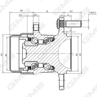 Ступиця колеса заднього Hyundai Elantra 06-/11-/ Veloster 11- GMB GH34980T